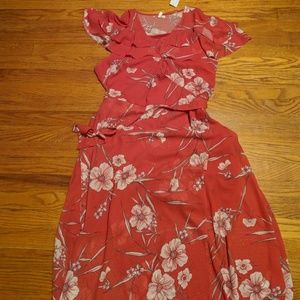 Maurices belted wrap floral maxi dress